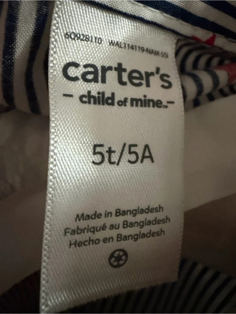 Carter's Navy & White Stripe Button-Down Shirt with Red Stars